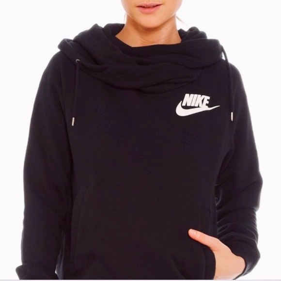 Nike Tops - NWOT NIKE BLACK RALLY FUNNEL NECK HOODIE   MED